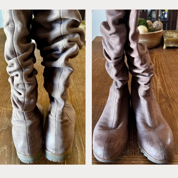 EUC taupe slouchy Prada flat calfskin boots 39 / 8 - Picture 11 of 16